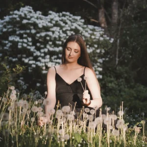 Portrait session in vancouver in a field of flowers very cute